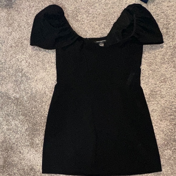 French Connection Elegant Black Puff Sleeve Dress - Picture 1 of 1